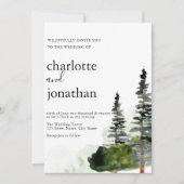 Invitation Mariage d'aquarelle Rustic Mountain Forest (Devant)