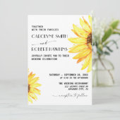 Invitation Mariage d'aquarelle rustique de tournesol (Debout devant)