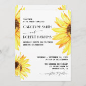 Invitation Mariage d'aquarelle rustique de tournesol (Devant / Derrière)