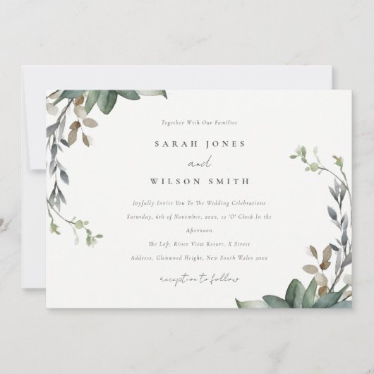 Invitation Mariage d'aquarelle rustique et élégant (Devant)