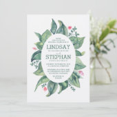 Invitation Mariage d'aquarelle Rustique Feuille Laurel (Debout devant)