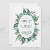 Invitation Mariage d'aquarelle Rustique Feuille Laurel (Devant / Derrière)