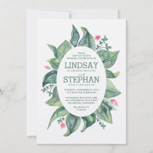 Invitation Mariage d'aquarelle Rustique Feuille Laurel