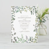 Invitation Mariage d'aquarelle Sage Green Eucalyptus (Debout devant)