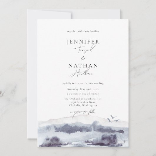 Invitation Mariage d'aquarelle Serene Landscape (Devant)