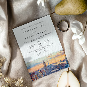Invitation Mariage d'aquarelle Skyline de New York