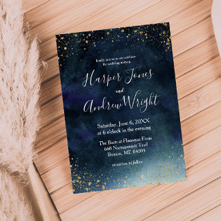 Invitation Mariage d'aquarelle Starry Night Marine