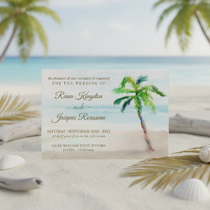 Invitation Mariage d'aquarelle Tropical Beach Palm Tree