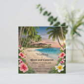 Invitation Mariage d'aquarelle Tropical Ocean Beach (Debout devant)