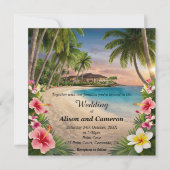 Invitation Mariage d'aquarelle Tropical Ocean Beach (Devant)