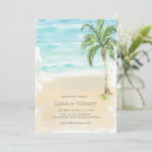 Invitation Mariage d'aquarelle Tropical Palm Beach (Debout devant)