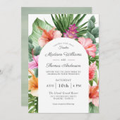 Invitation Mariage d'aquarelle tropicale luxuriante (Devant / Derrière)