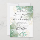 Invitation Mariage d'aquarelle tropicale verte (Devant)