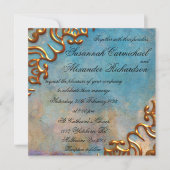 Invitation Mariage d'aquarelle Turquoise antique et bijoux en (Devant)