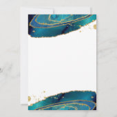 Invitation Mariage d'aquarelle turquoise Gold Agate (Dos)