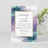 Invitation Mariage d'aquarelle Turquoise profonde (Debout devant)
