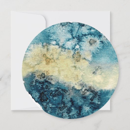 Invitation Mariage d'aquarelle unique bleu marine or simple (Dos)