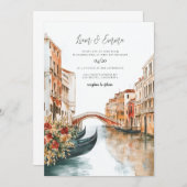 Invitation Mariage d'aquarelle Venice Italie (Devant / Derrière)