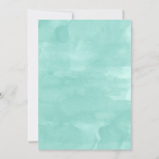 Invitation Mariage d'aquarelle vert aqua moderne (Dos)