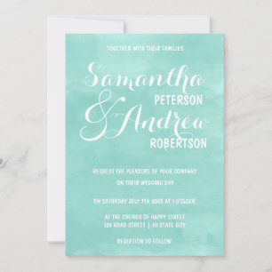 Invitation Mariage d'aquarelle vert aqua moderne