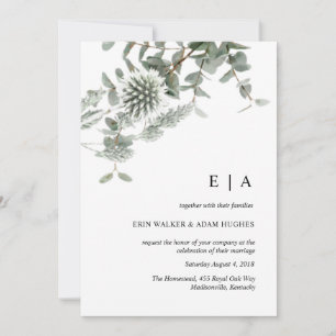 Invitation mariage d'aquarelle vert d'eucalyptus