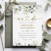 Invitation Mariage d'aquarelle vert gris blanc