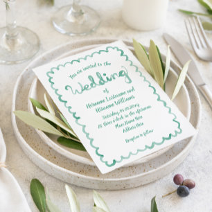 Invitation Mariage d'aquarelle vert olive de Whimsical