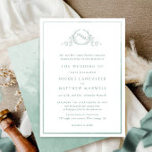 Invitation Mariage d'aquarelle vert pâle de Monogramme