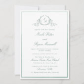 Invitation Mariage d'aquarelle vert pâle tout-en-un (Devant)