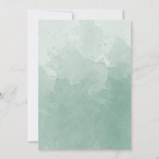 Invitation Mariage d'aquarelle vert pâle tout-en-un (Dos)