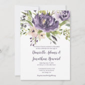 Invitation Mariage d'aquarelle vert violet Lavender (Devant)
