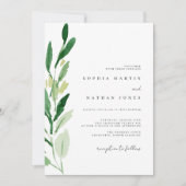Invitation Mariage d'aquarelle verte minimale (Devant)