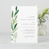 Invitation Mariage d'aquarelle verte minimale (Debout devant)