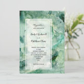 Invitation Mariage d'aquarelle verte moderne (Debout devant)