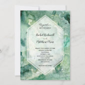 Invitation Mariage d'aquarelle verte moderne (Devant)