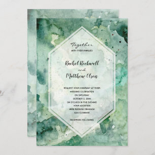 Invitation Mariage d'aquarelle verte moderne