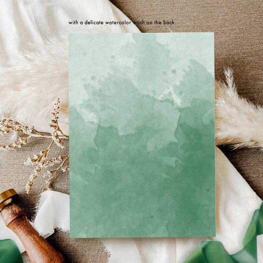 Invitation Mariage d'aquarelle verte Monogramme classique