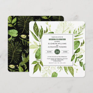 Invitation Mariage d'aquarelle verte noire
