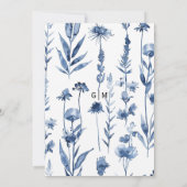 Invitation Mariage d'aquarelle Vintage de fleurs bleues (Dos)