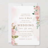 Invitation Mariage d'aquarelle Vintage Rose (Devant)