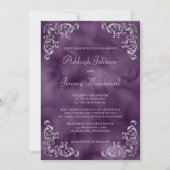 Invitation Mariage d'aquarelle vintage Silver Purple (Devant)