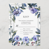 Invitation Mariage d'aquarelle violet à fleur d'anémone (Devant / Derrière)