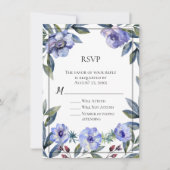 Invitation Mariage d'aquarelle violet à fleur d'anémone (Devant)