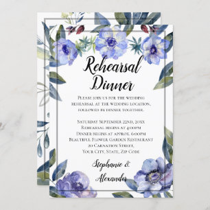 Invitation Mariage d'aquarelle violet à fleur d'anémone