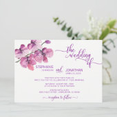 Invitation Mariage d'aquarelle violet fleurs d'orchidées flor (Debout devant)
