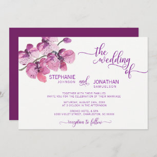Invitation Mariage d'aquarelle violet fleurs d'orchidées flor