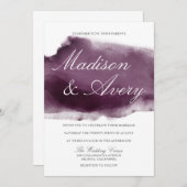 Invitation Mariage d'aquarelle violet moderne (Devant / Derrière)