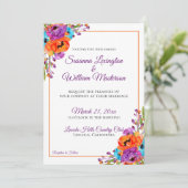 Invitation Mariage d'aquarelle violet turquoise orange (Debout devant)