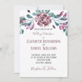 Invitation Mariage d'aquarelle violet violet Peony (Devant)