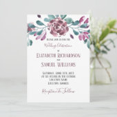 Invitation Mariage d'aquarelle violet violet Peony (Debout devant)